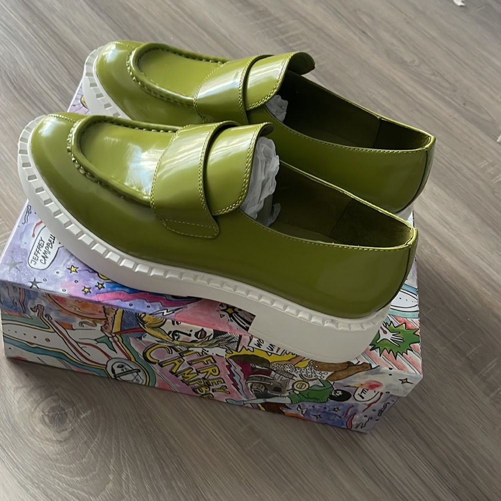 Librarian Green Loafers by Jeffrey Campbell NIB